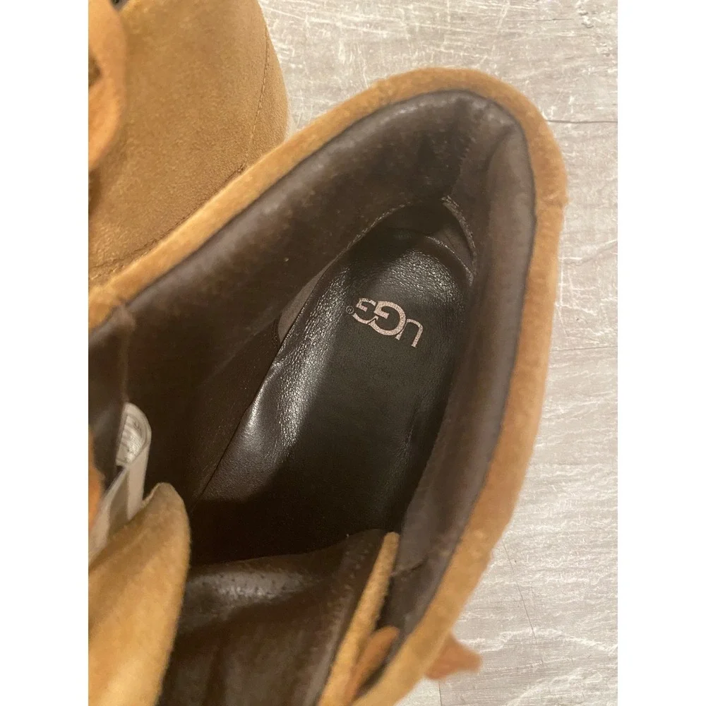 UGG Cali Sneaker Mens Size 11 Chestnut Brown Excellent Lace Up Suede Mid Top